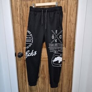 Ecko Unlimited Black Jogger Sweatpants with White Graphics